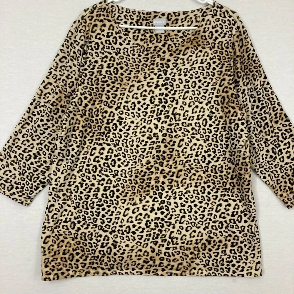 Chico’s‎ Leopard Print Ultra Soft Rayon Pullover Top XL